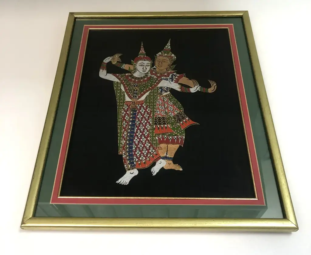 Thai Silk Painting, Vintage