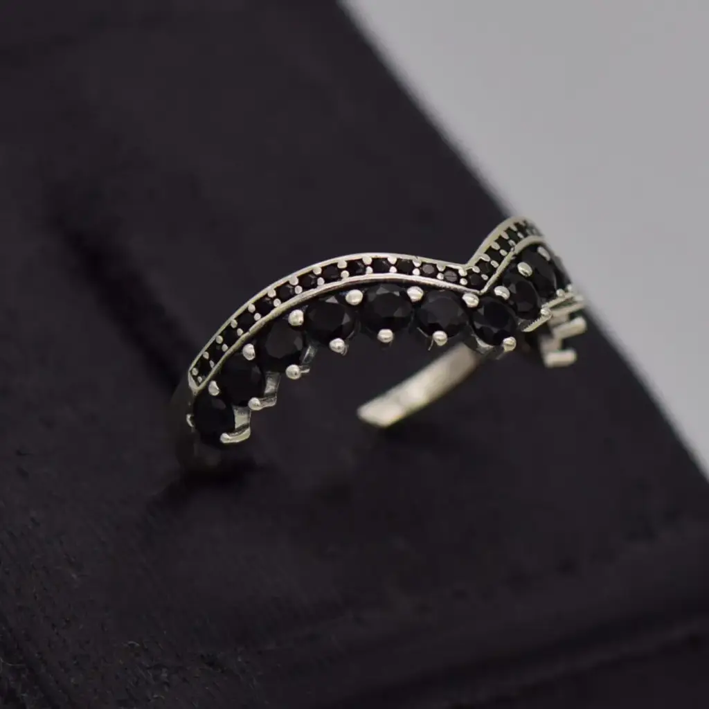 Silver-925 Crown Ring - View 2