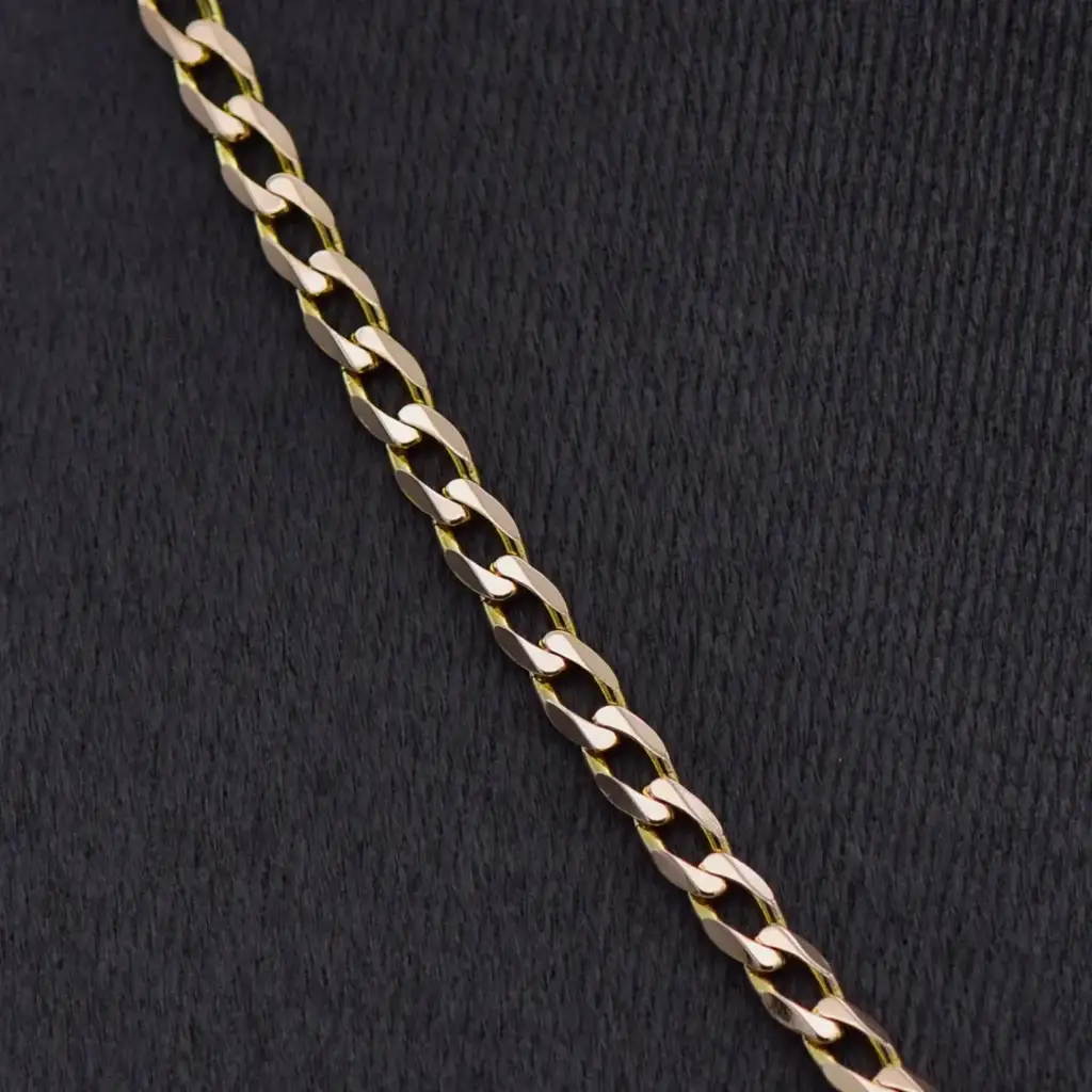 9ct Yellow Gold Chain Curb-Link & Cross Pendant - View 2