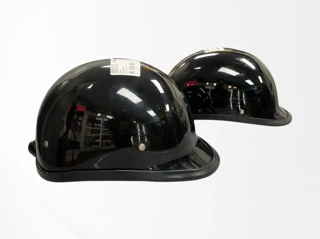 Gloss Black Jockey-Style Motorcycle Helmet (Set Of Two) - View 2