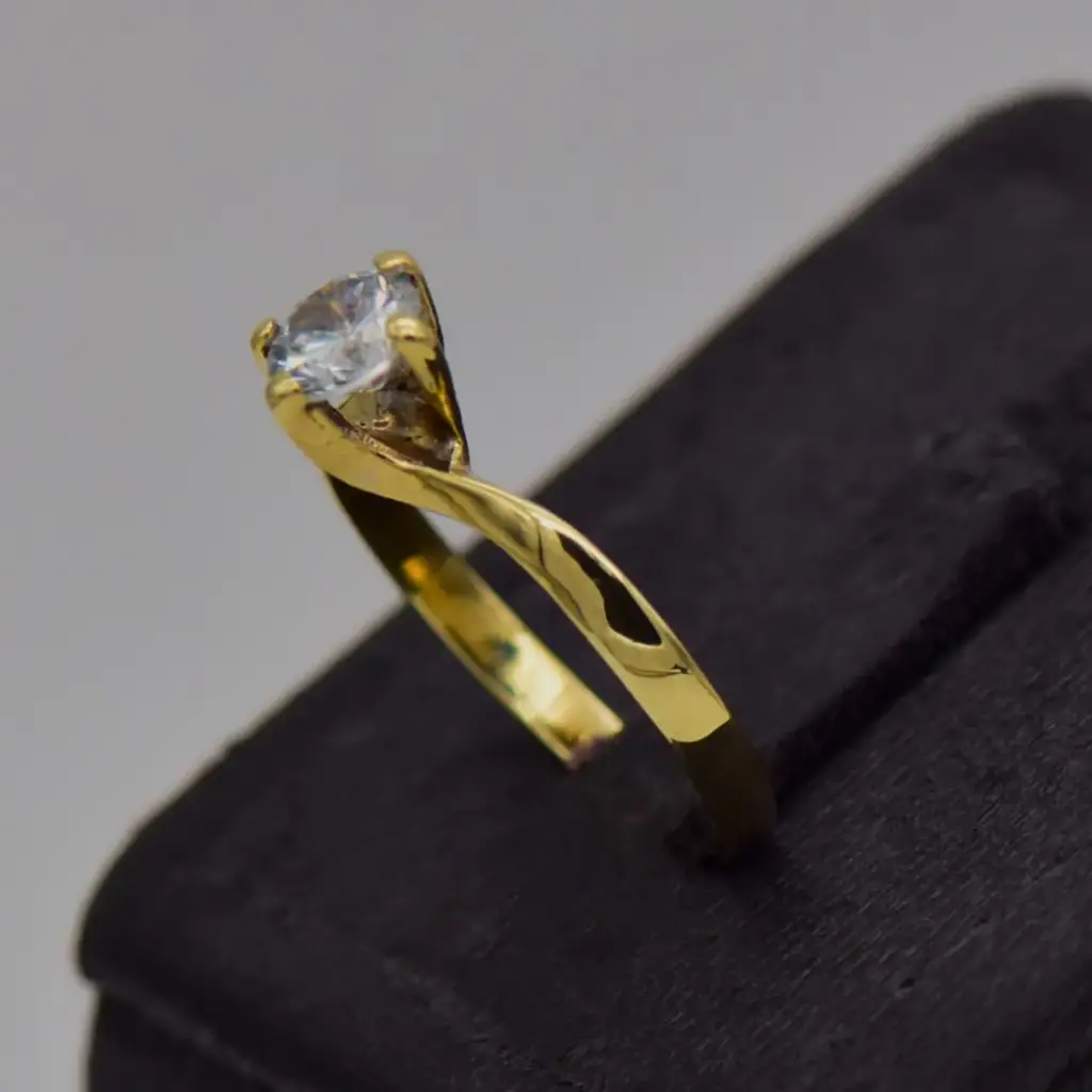 10ct Yellow Gold Solitaire Ring - View 3