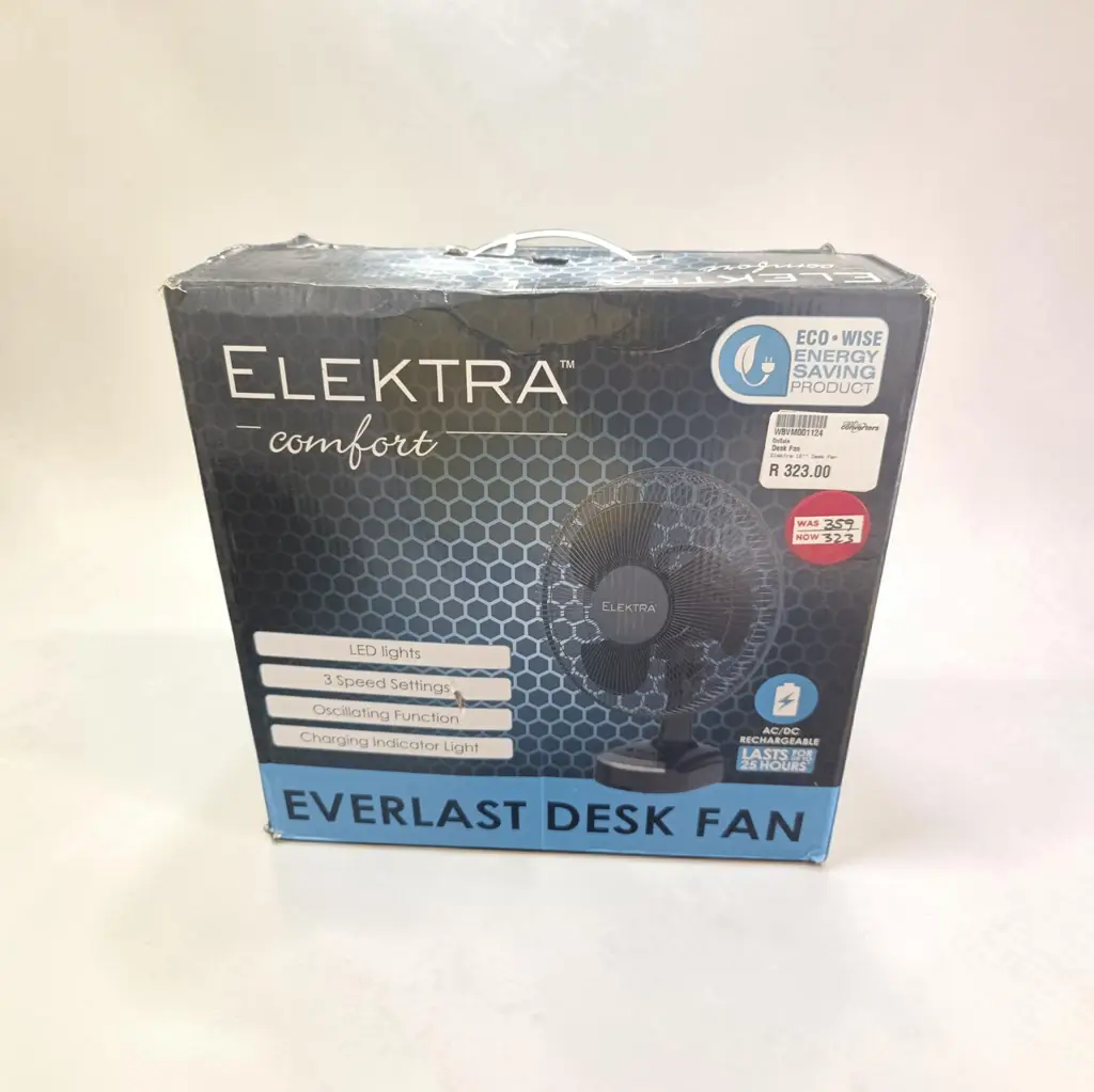 Black Elektra 12'' Desk Fan
