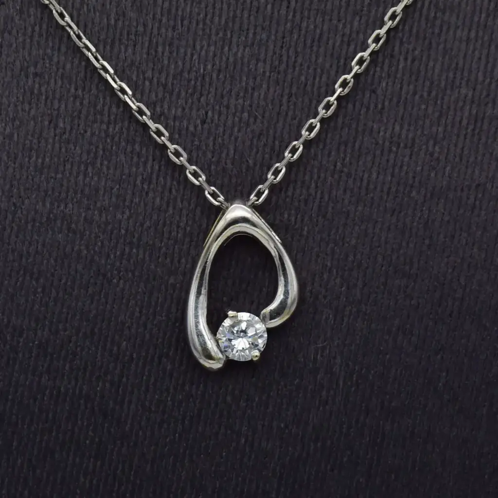9ct White Gold Chain & Pendant - View 2