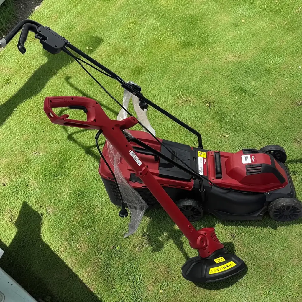 Hyper Tough 1300 W Electric Lawn Mower And 260 W Grass Trimmer Garden Power Tool Combo Set