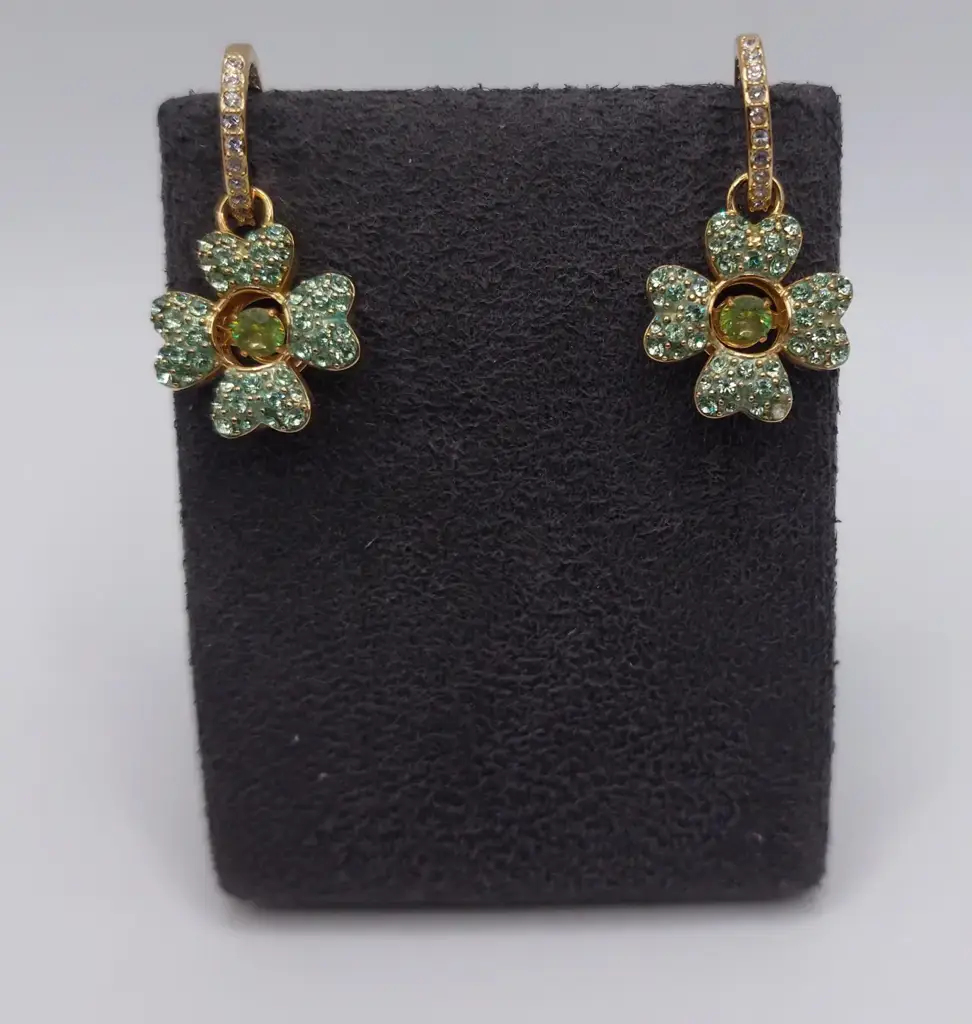 Swarovski Idyllia Green Clover Drop Earrings