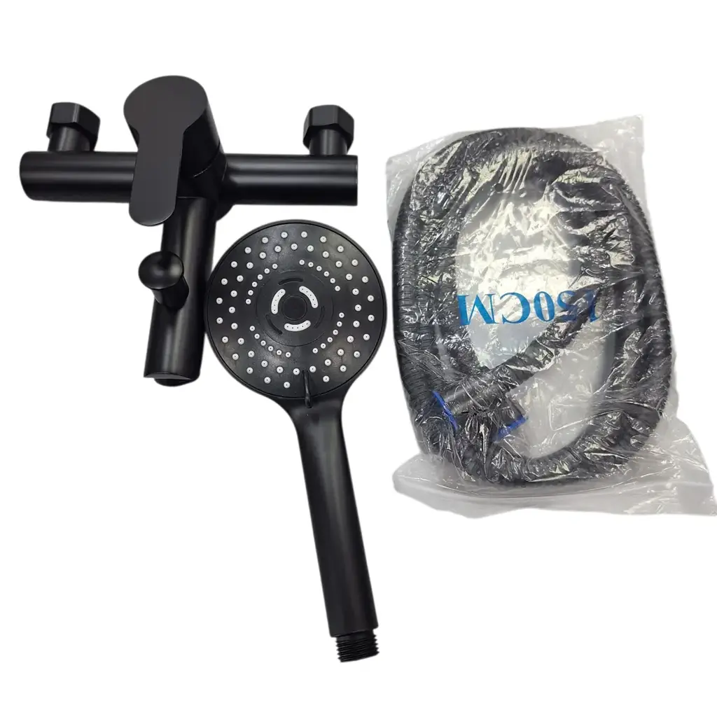 Black Wall-Mounted Bath And Shower Mixer Set