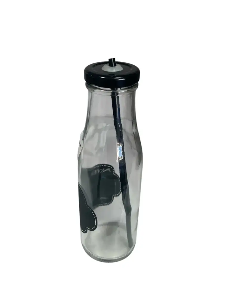 Glass Bottle With Straw - View 2