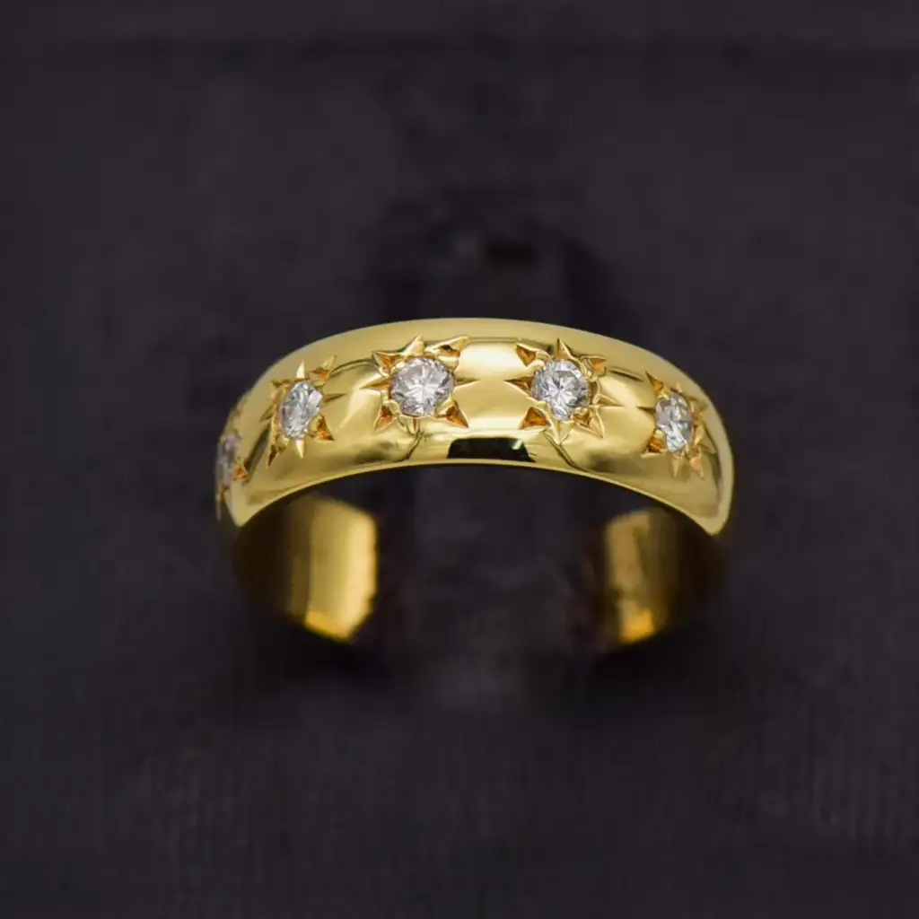 15ct Yellow Gold 5 Stone Wedding Band