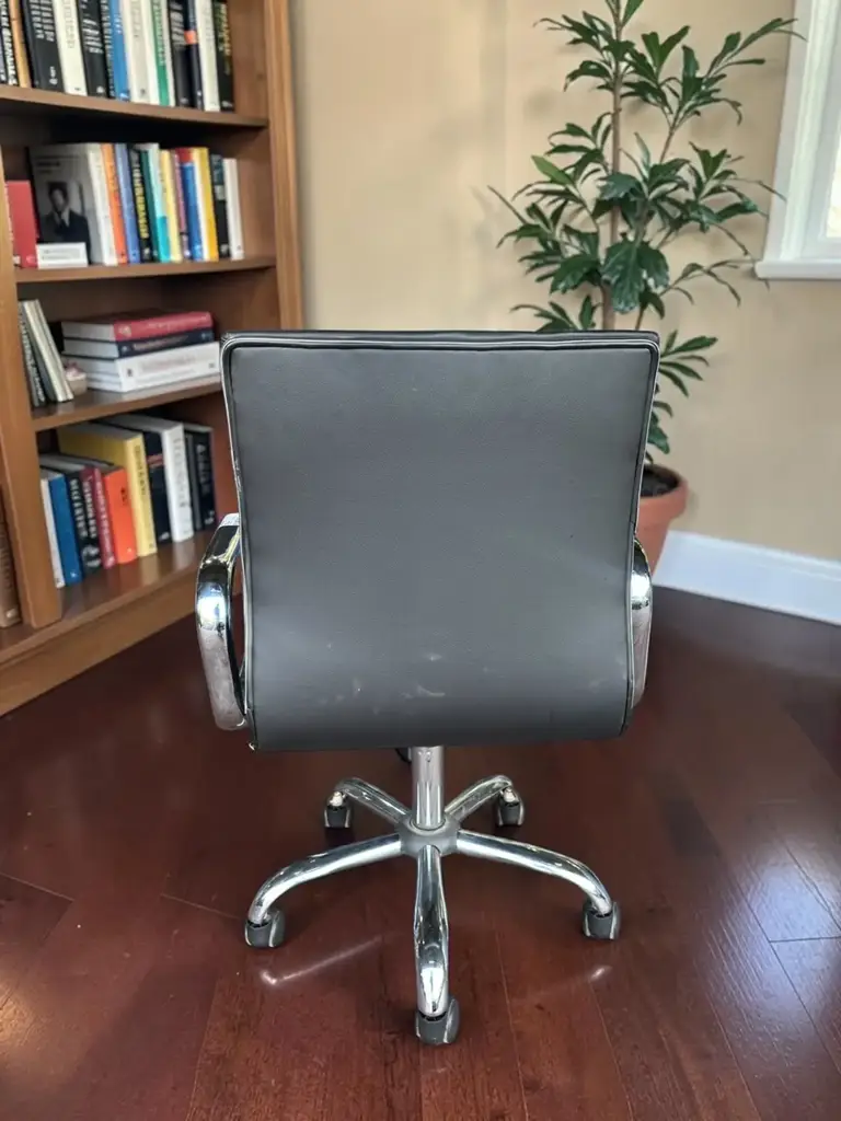 Mid-Century Modern Low-Back Executive Office Chair – Black Leather & Chrome - View 4