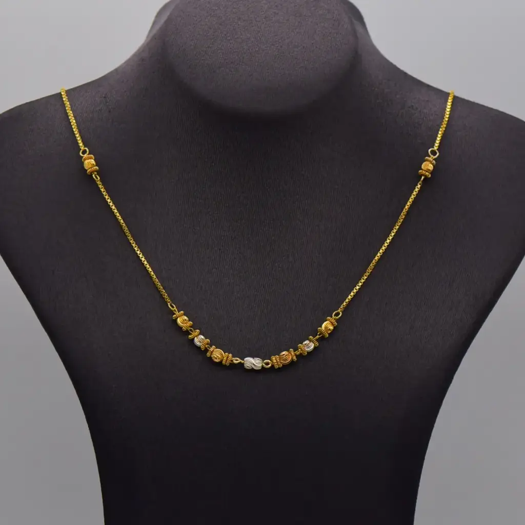 18ct Two Tone Gold Chain Box-Link
