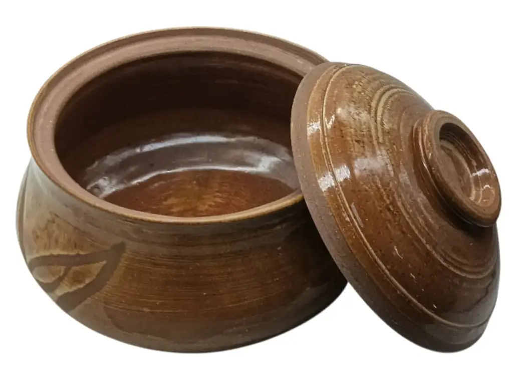 Stoneware Brown Bowl With Lid - View 2