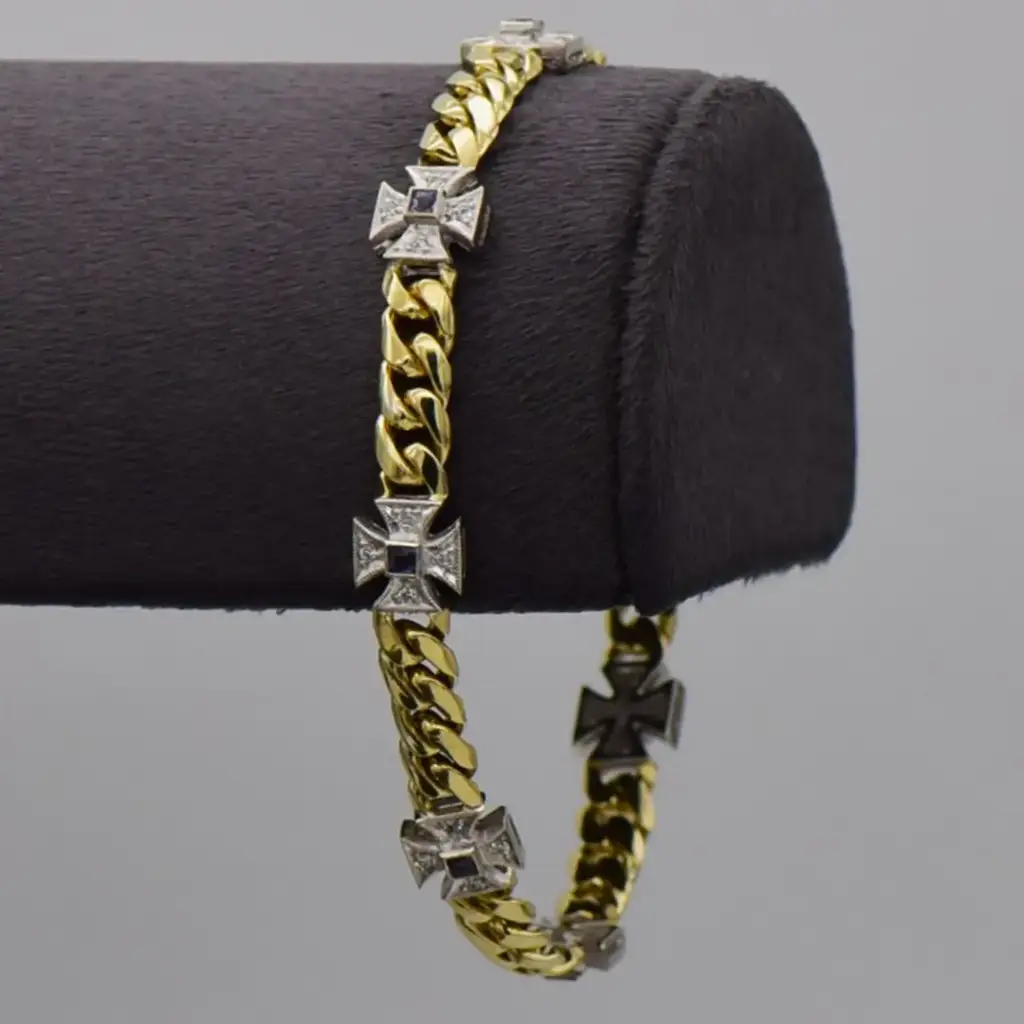 9ct Two Tone Gold Bracelet Fancy-Link