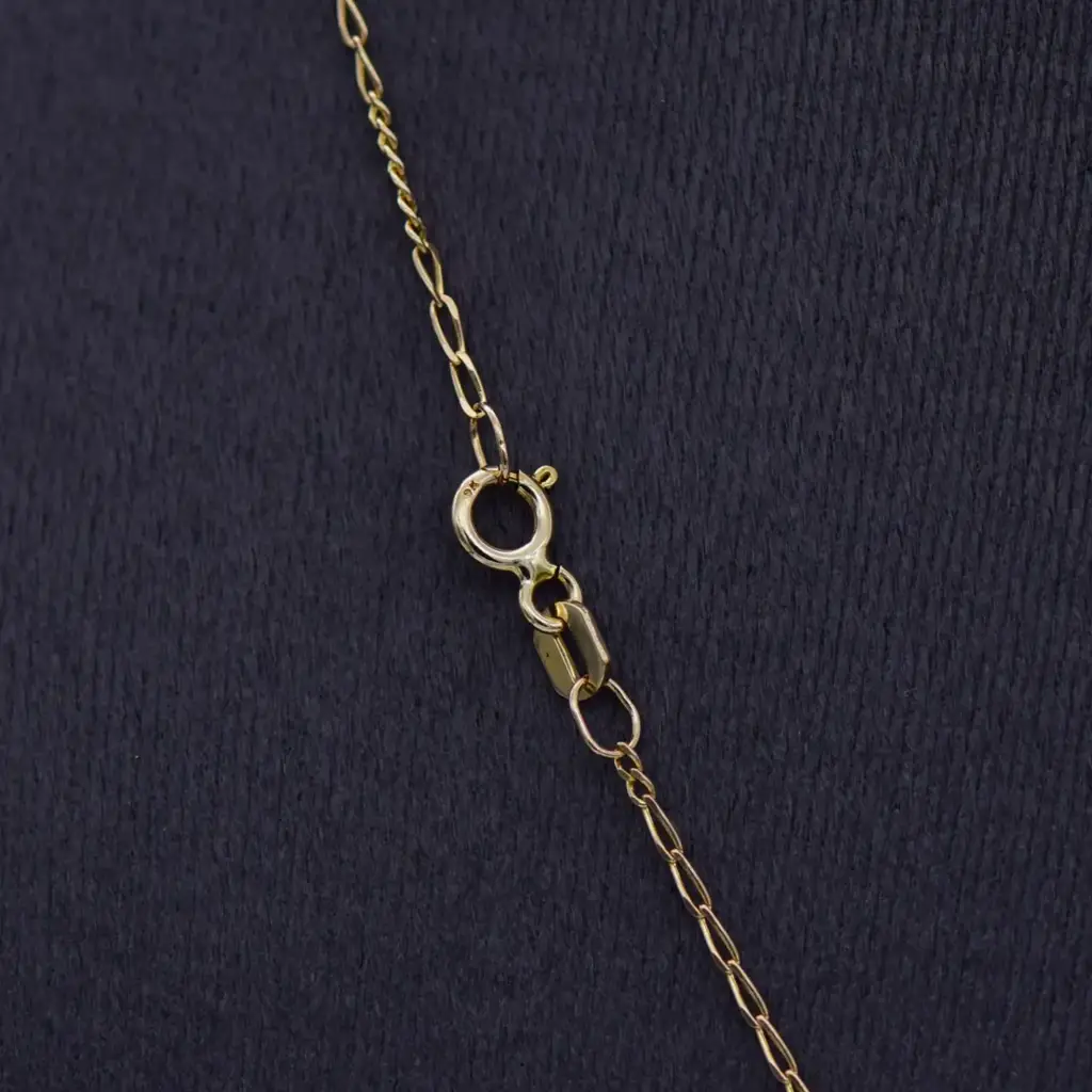 9ct Yellow Gold Chain Figaro - Link & Cross Pendant - View 3