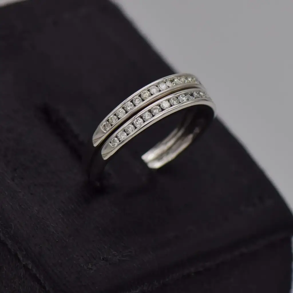18ct White Gold Half Eternity Ring Twin-Set - View 2