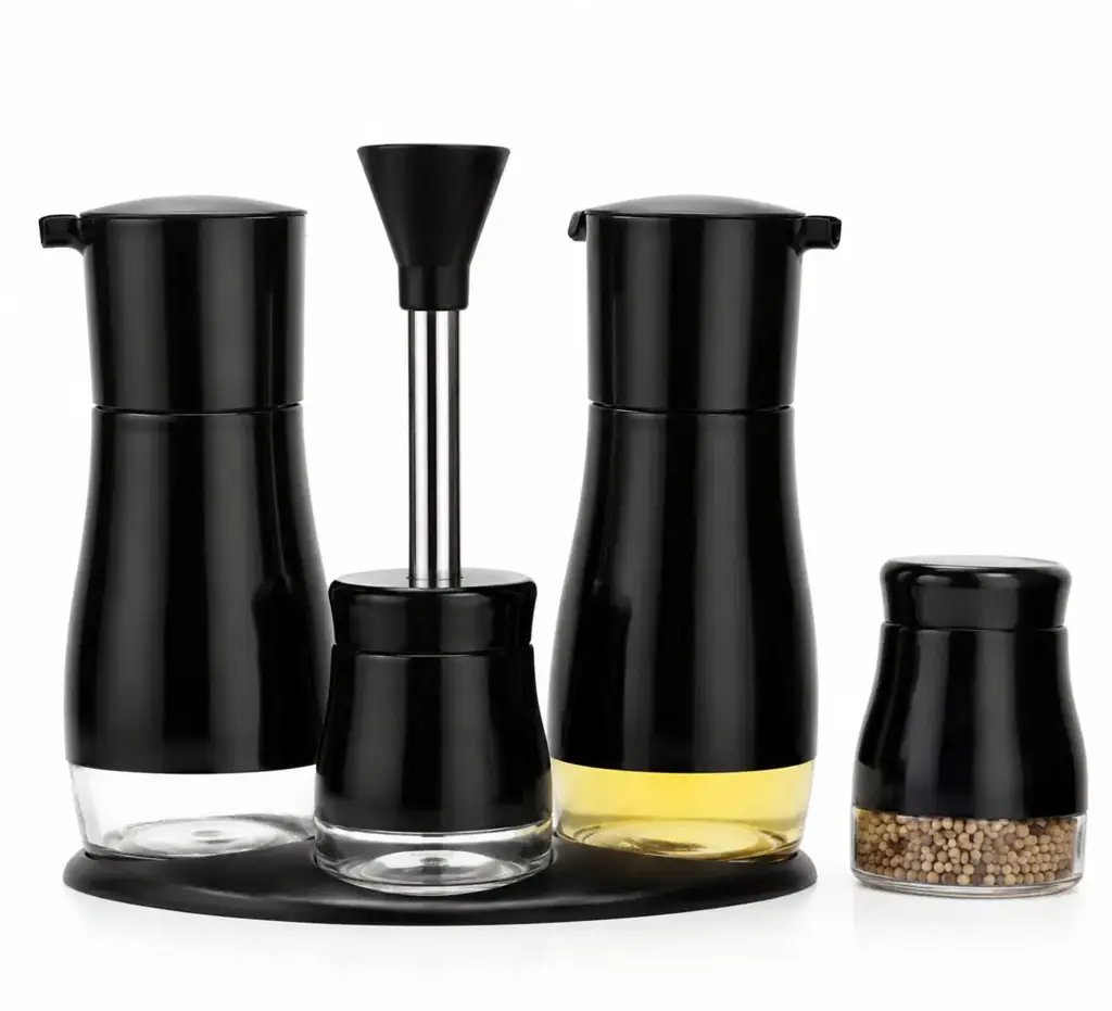 Oil & Vinegar Condiment Set With Stand (5-Piece) - View 2