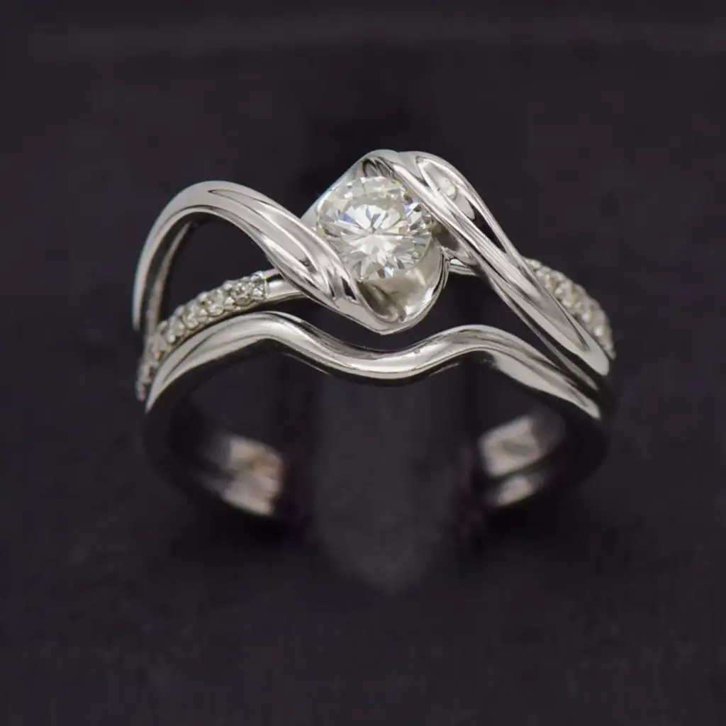 18ct White Gold Wedding Ring Twin Set