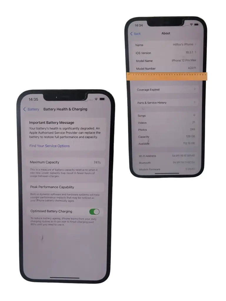 Apple 12 Pro Max Model A2411 128Gb Battery 74% - View 2