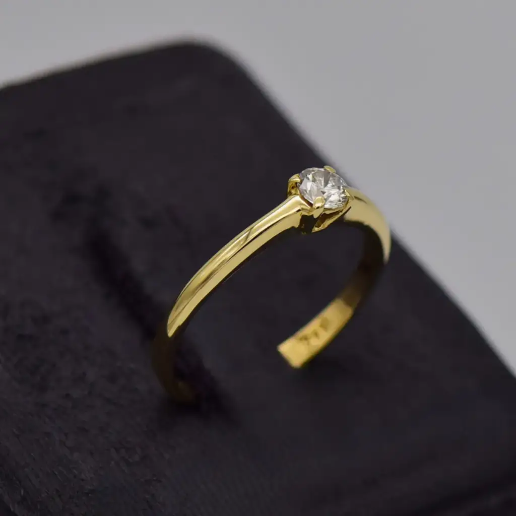 9ct Yellow Gold Solitaire Ring - View 2