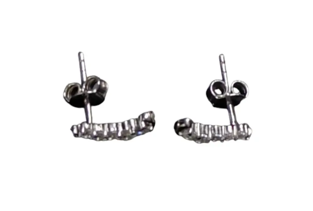 925 Sterling Silver Curved Stud Earings - View 4