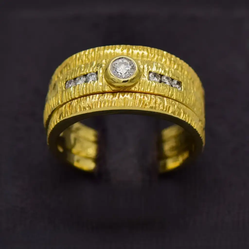 18ct Yellow Gold Wedding Ring Trip Set
