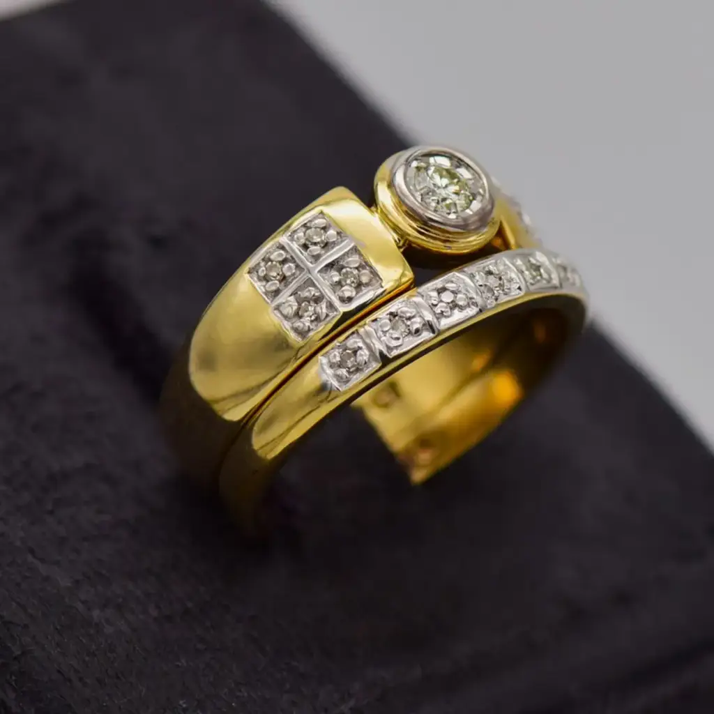 9ct Yellow Gold Wedding Ring Twin Set - View 2