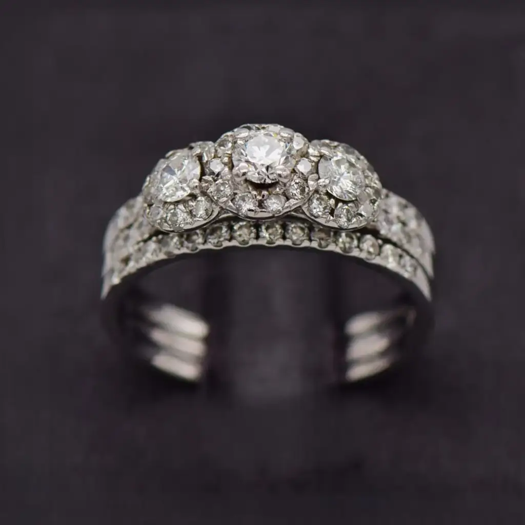 18ct White Gold Wedding Ring Trip Set
