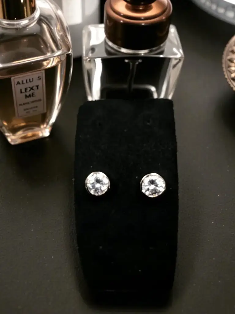 Silver Round Tube Stud Earrings