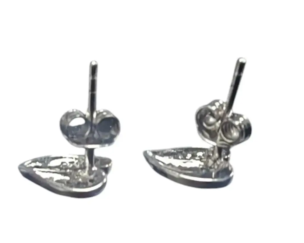 925 Sterling Silver Heart-Shaped Stud Earings - View 4