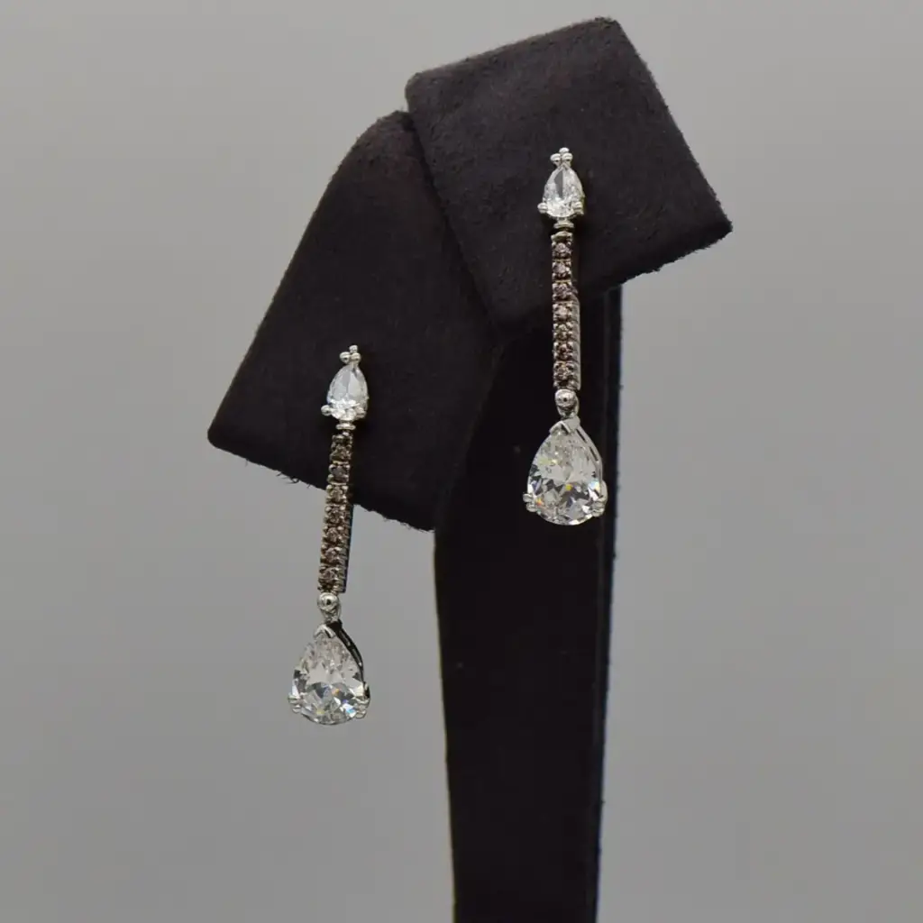 9ct White Gold Drop Earrings
