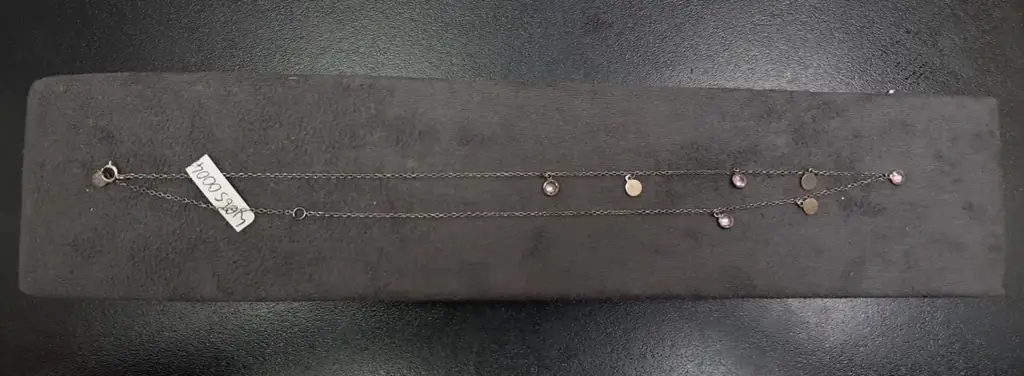 925 Silver Delicate Necklace With Pink Stones & Disk Charms