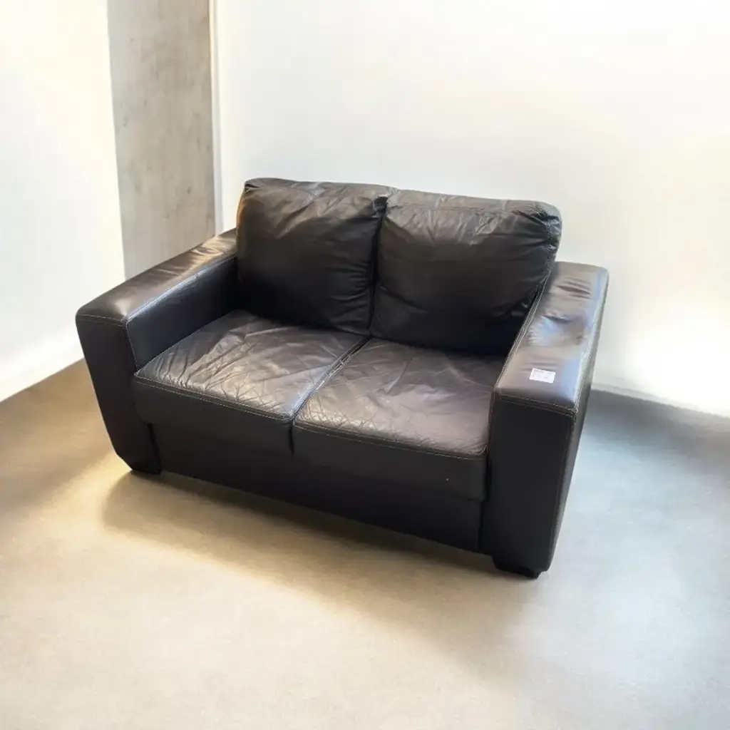 2-Seater Leather Sofa – Dark Brown