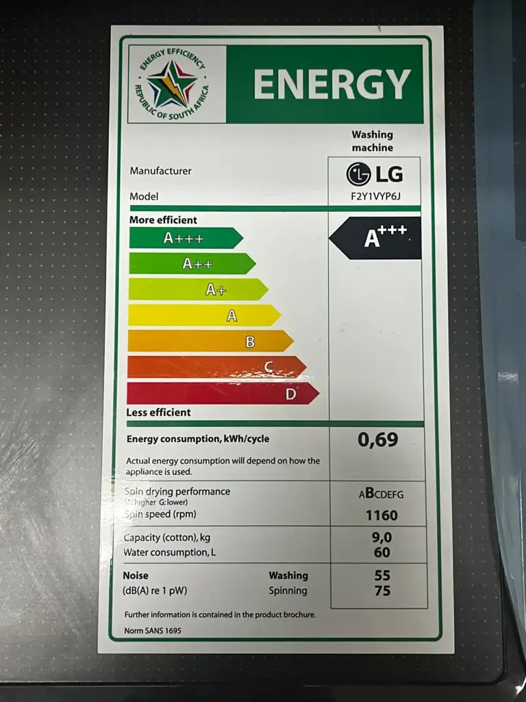 Lg F2y1vyp6j 9Kg Front-Loader Washing Machine - View 5