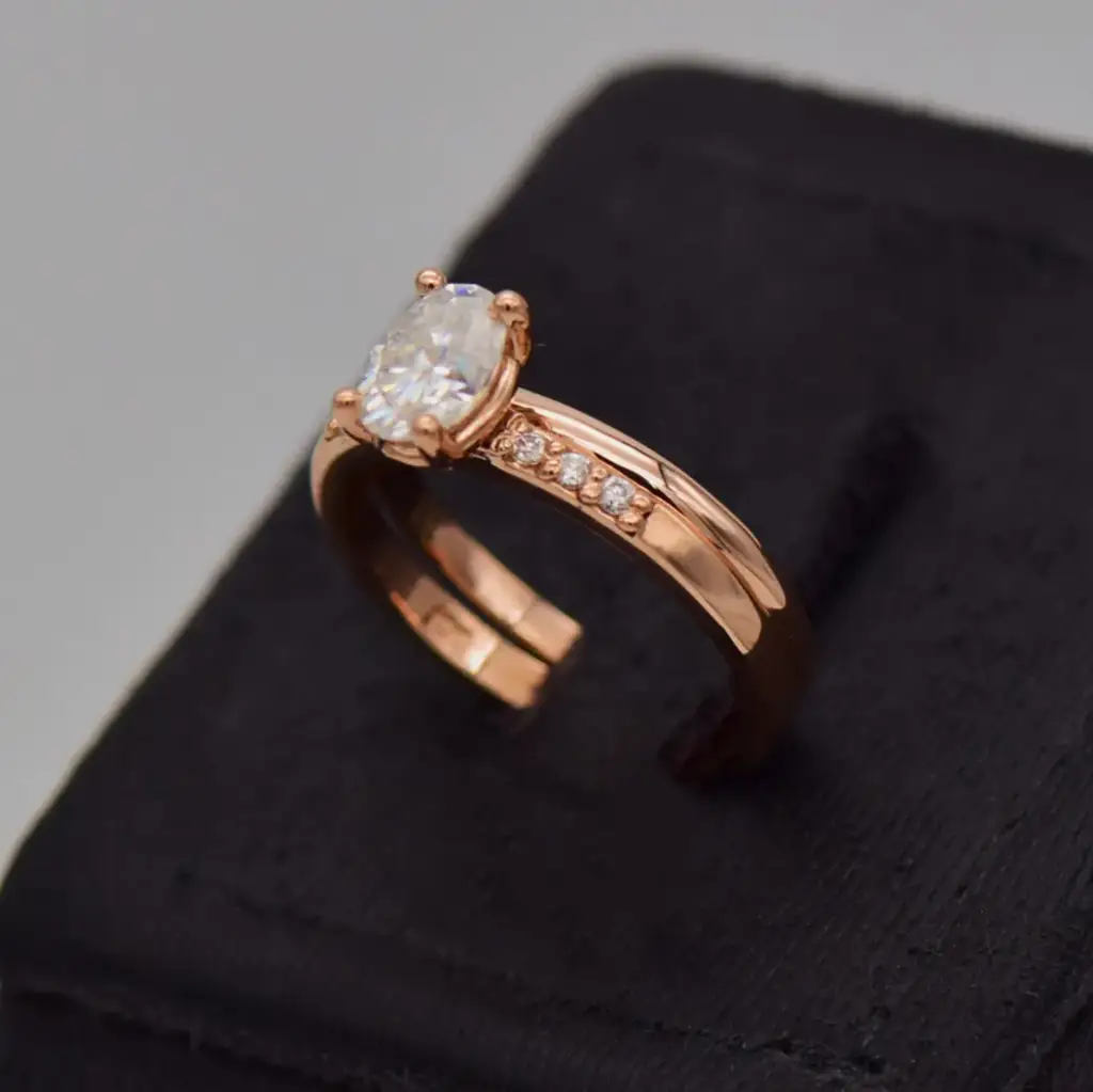 9ct Rose Gold Wedding Ring Twin Set - View 4