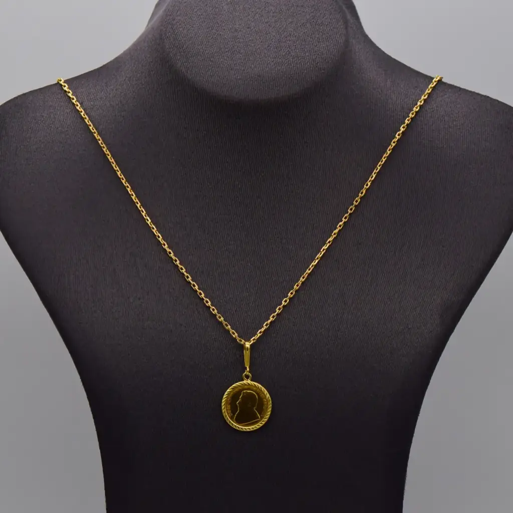 18ct & 22ct Yellow Gold Chain & 1/10 oz Kruger Coin Pendant