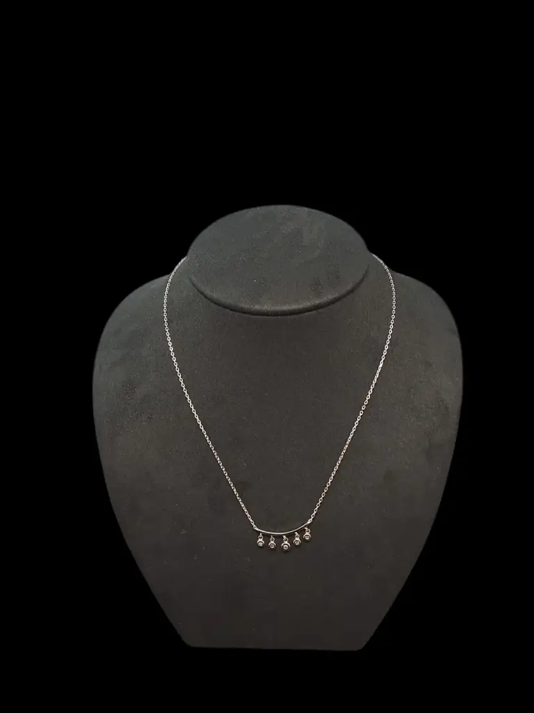 Minimalist Curved Bar Pendant Necklace - Silver