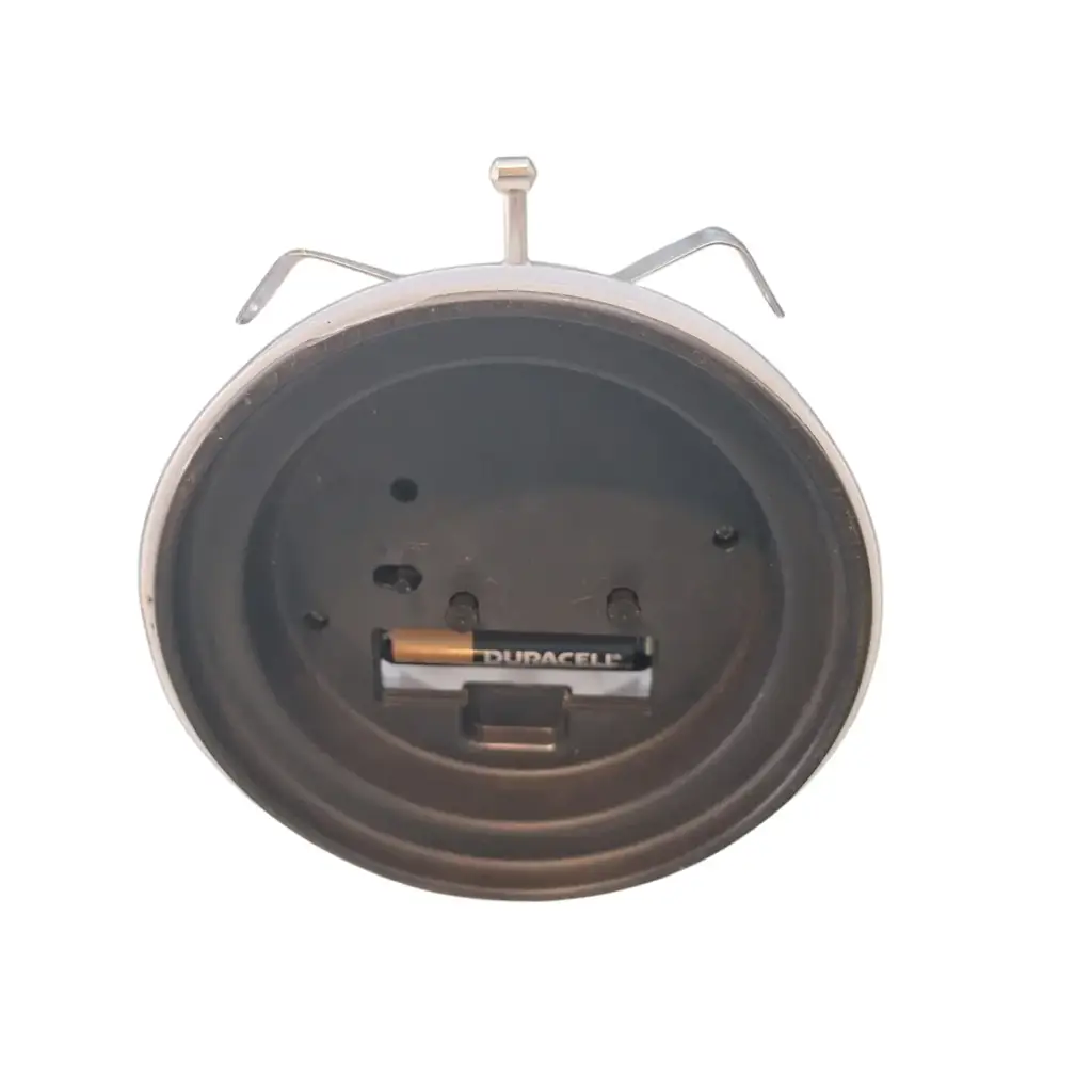 White Metal Twin-Bell Analogue Alarm Clock - View 3