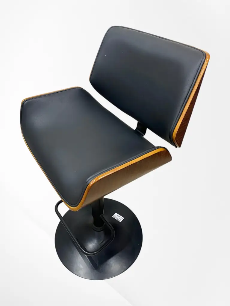 Two Walnut Brown Bar Stools. - View 3