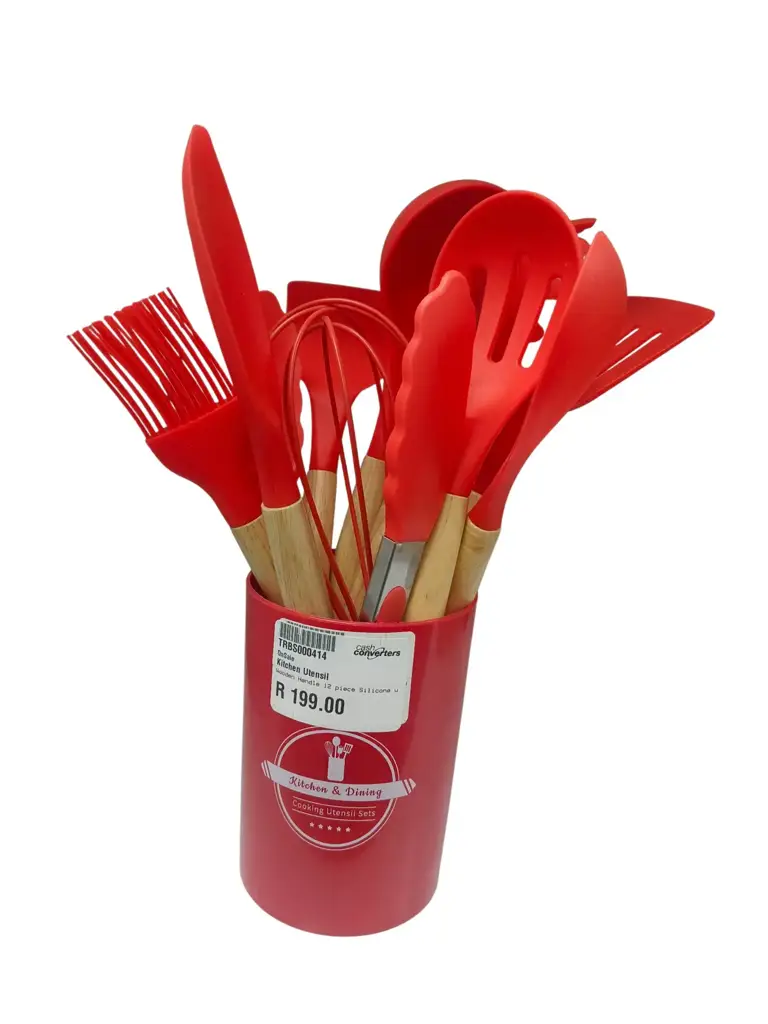 Wooden Handle 12 Piece Silicone Utensil Set