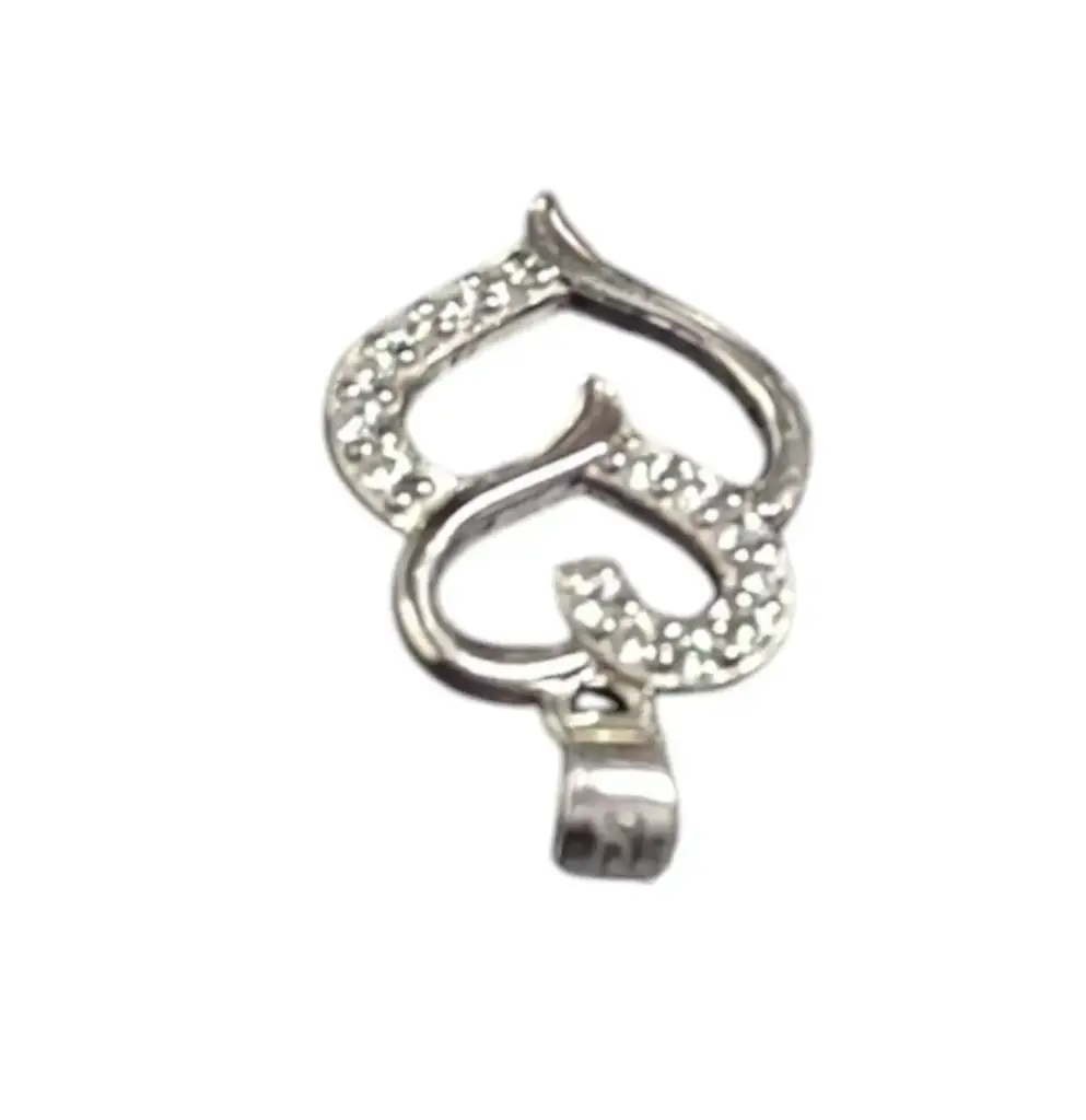 925 Sterling Silver Double Hearted Pendant - View 3