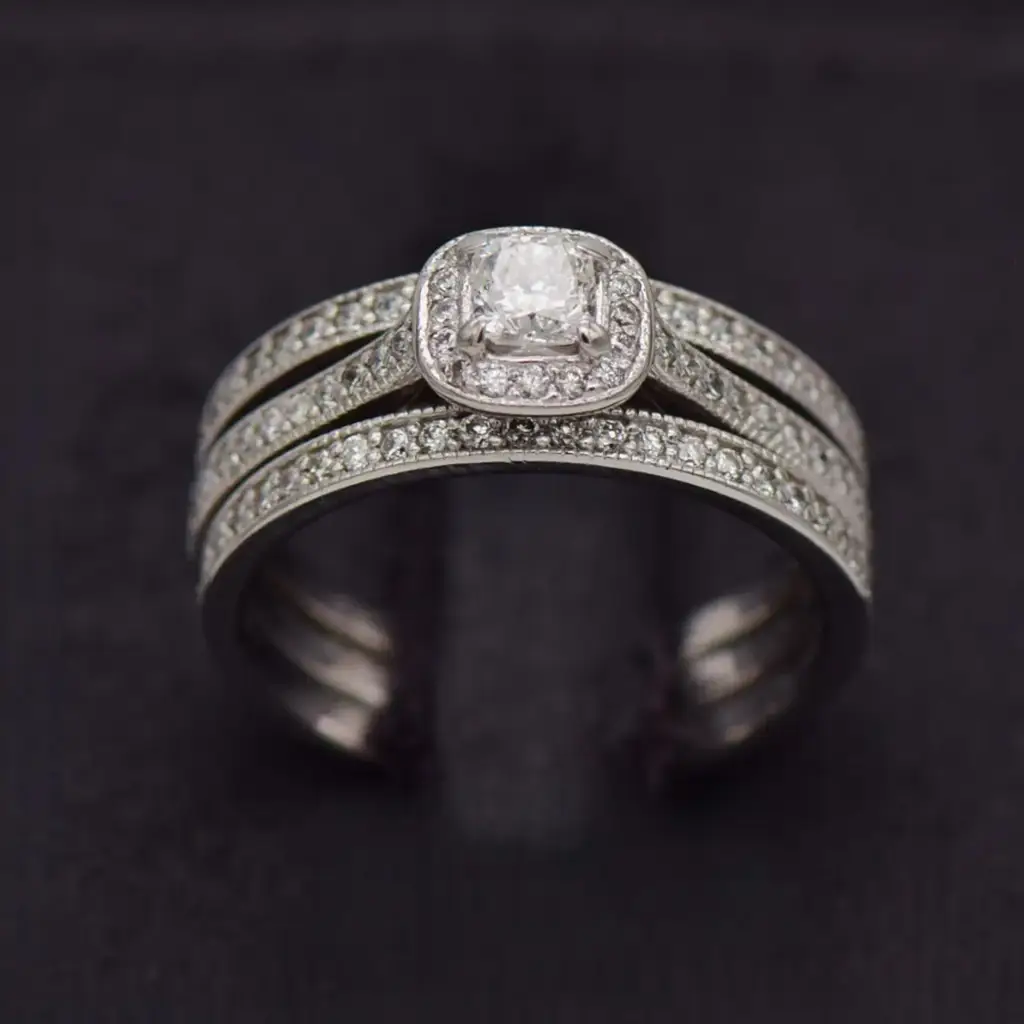 18ct White Gold Wedding Ring Trip Set