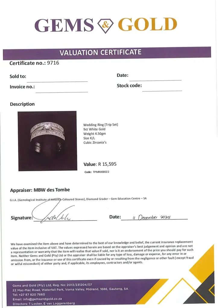 9ct white Gold Wedding Ring Trip-Set - View 4
