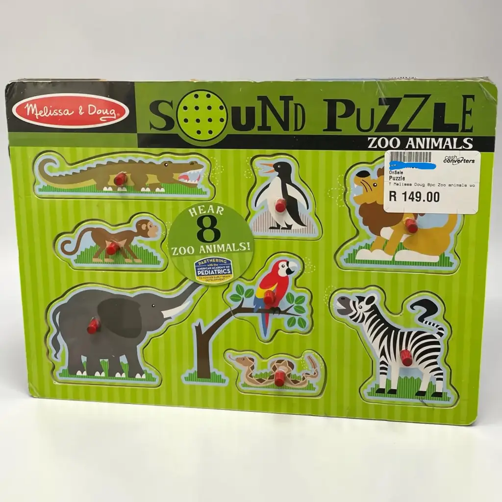 Melissa Doug 8Pc Zoo Animals Wooden Sound Puzzle