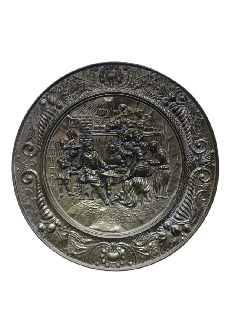 Vintage Embossed Brass Wall Plate