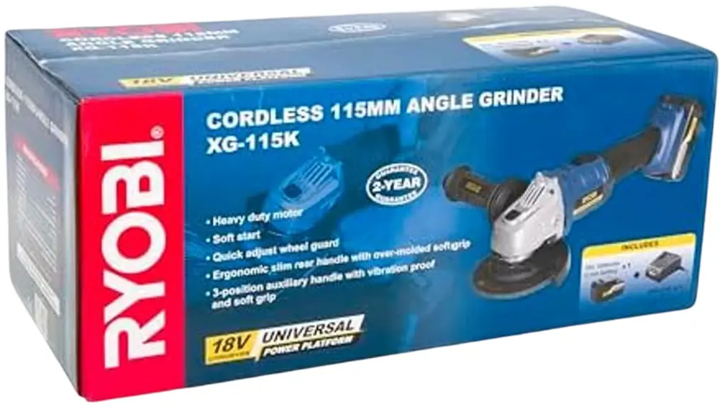 Ryobi Cordless Angle Grinder 18V Xg-115K - View 2