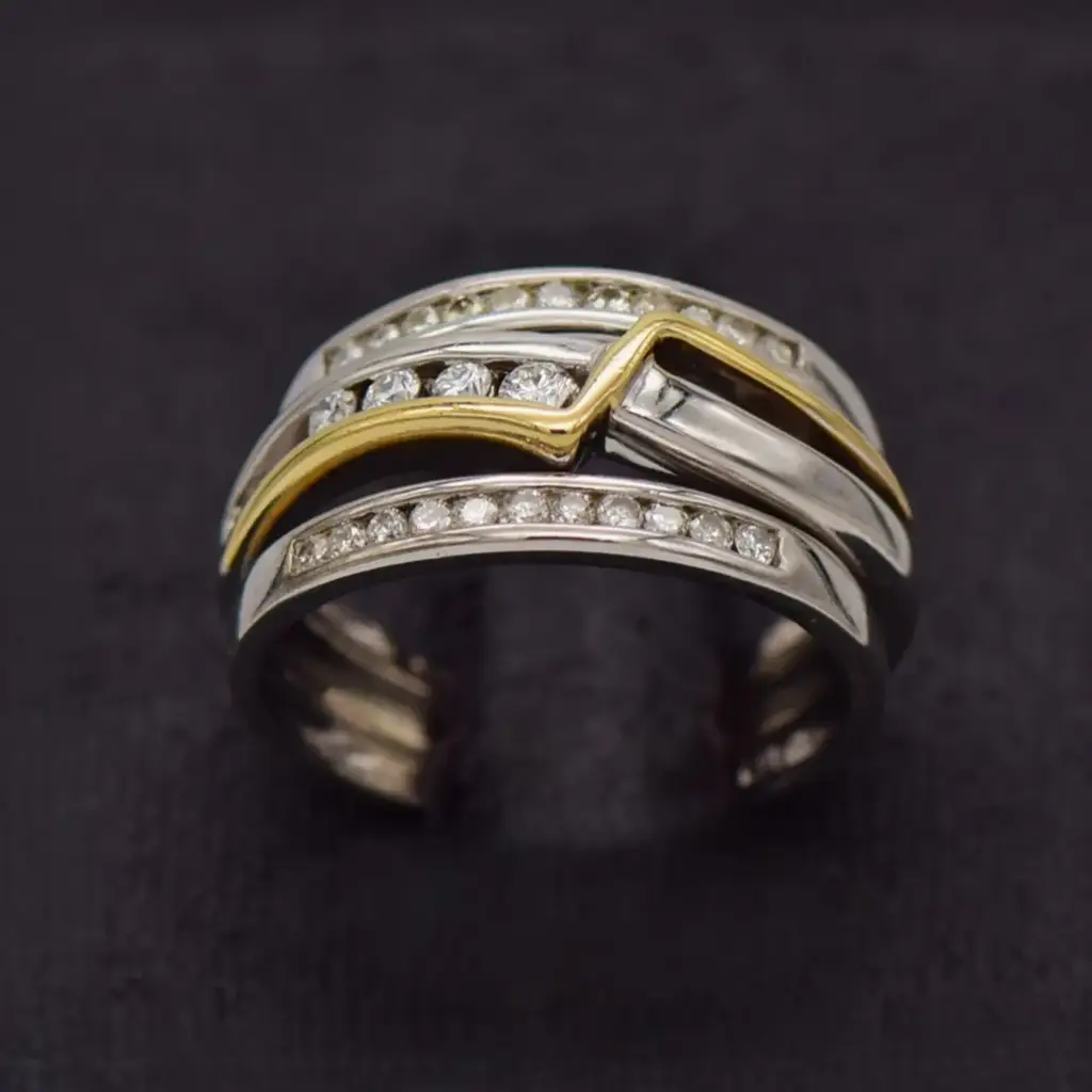 9ct Two Tone Gold Wedding Ring Trip Set-Joined