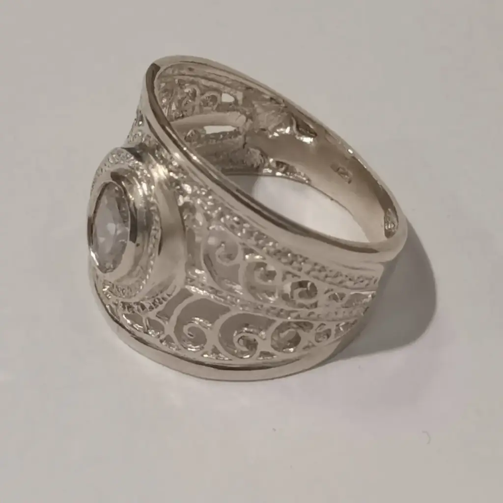 Sterling Silver 925 Ladies Ring With Oval Stone (Size N)