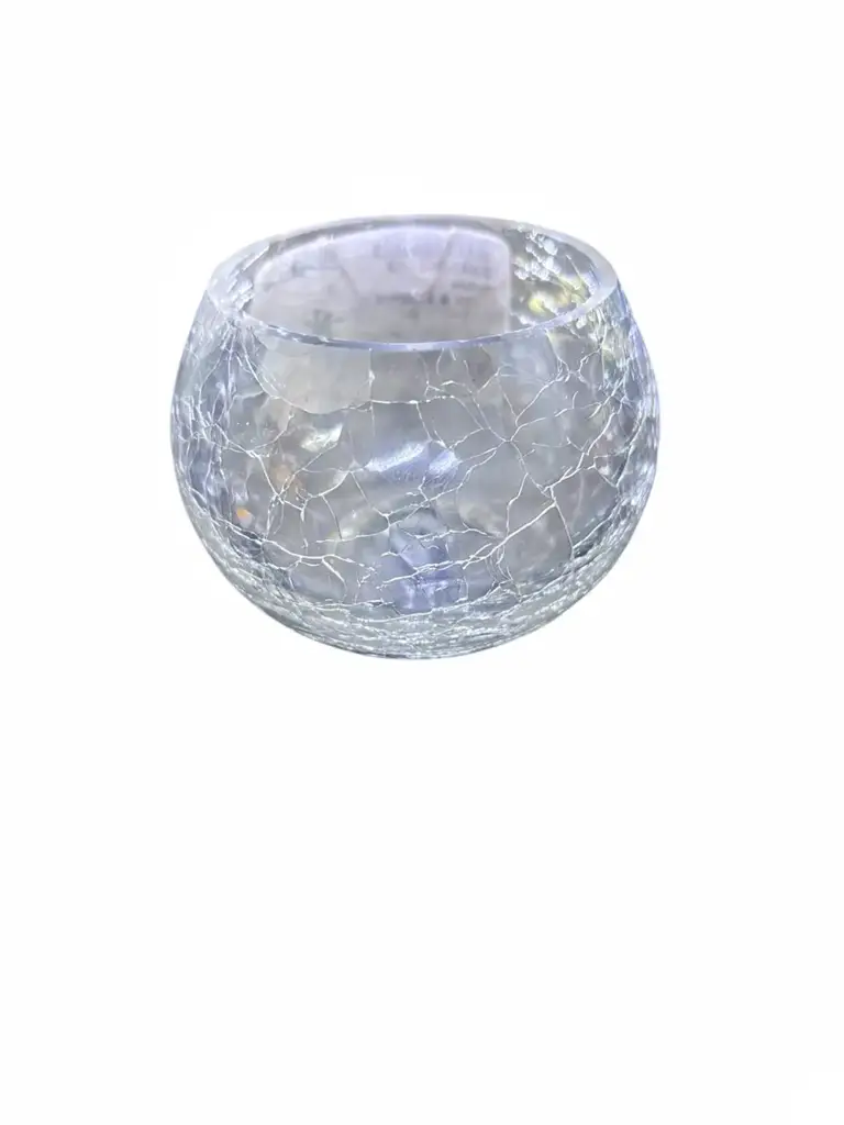 Clear Crackle Glass Tealight Candle Holder