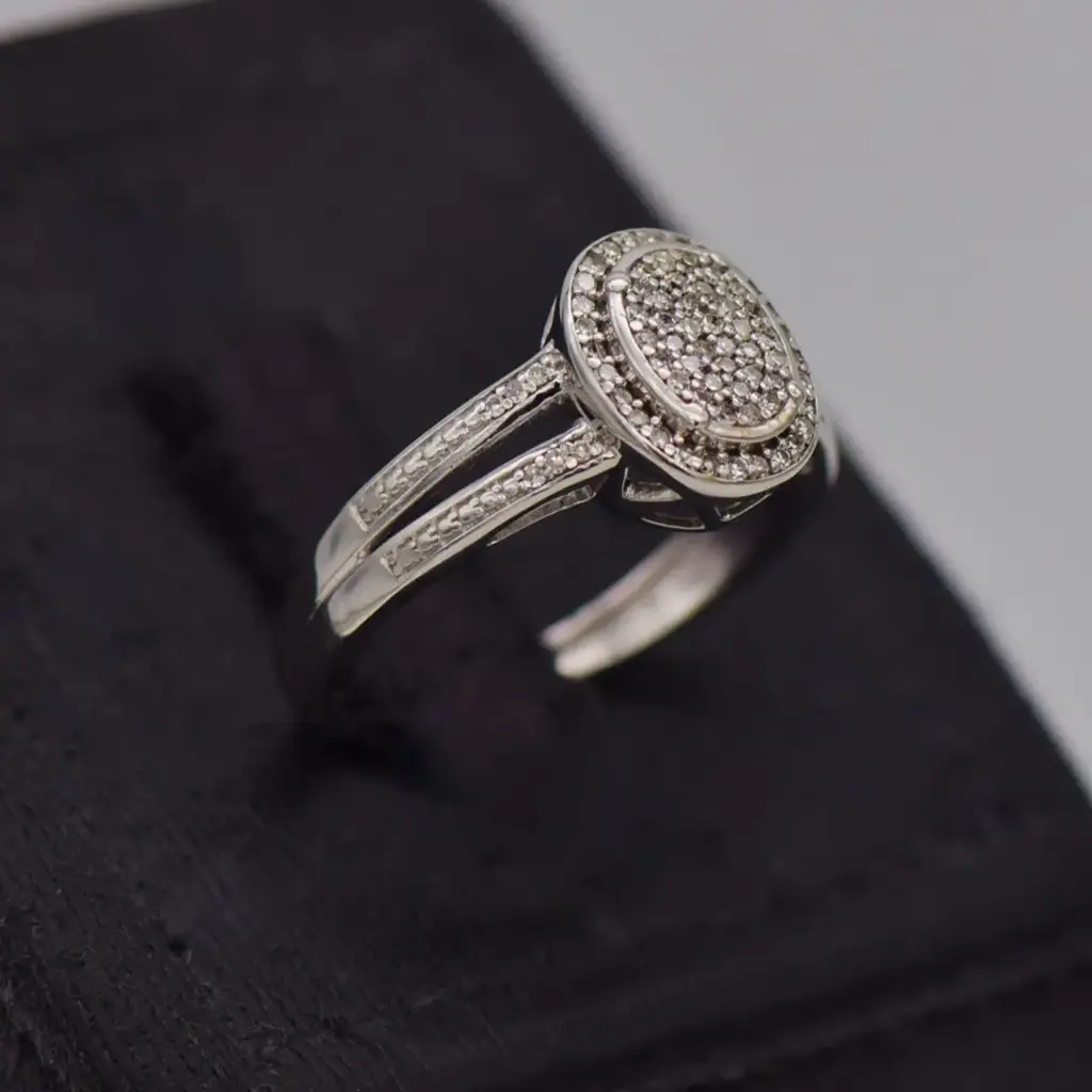 9ct White Gold Halo Ring - View 2