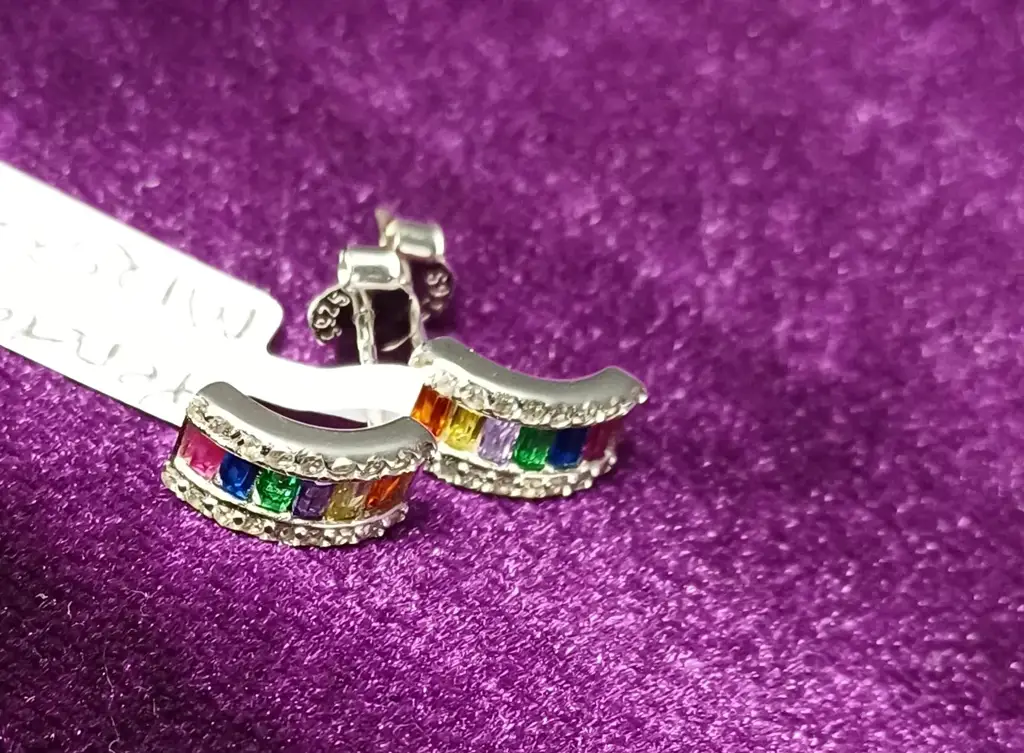Multicoloured Silver Stud Earrings