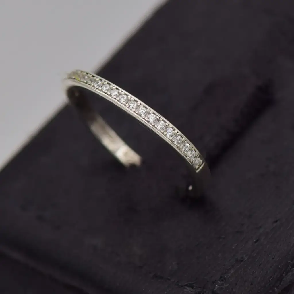 Silver-925 Half Eternity Ring - View 3